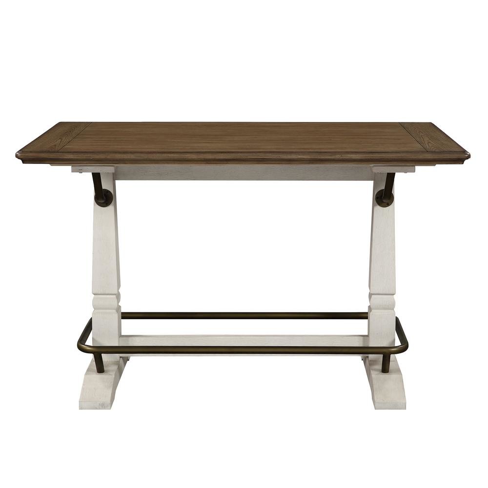 Ivory and Honey Oak 59.5" Counter Height Table for 6 with Double Pedestal Base