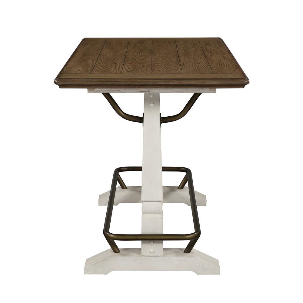Ivory and Honey Oak 59.5" Counter Height Table for 6 with Double Pedestal Base