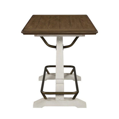 Ivory and Honey Oak 59.5" Counter Height Table for 6 with Double Pedestal Base