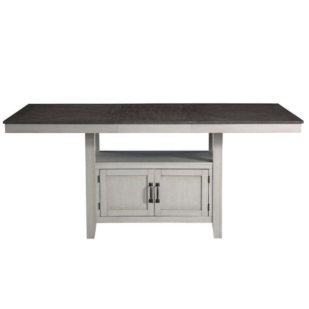 Modern Counter Table, Chevron Pattern Top, Hidden Storage Base, Black