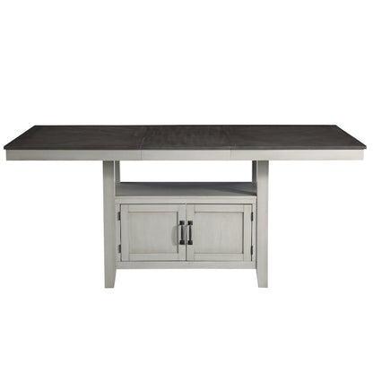 Modern Counter Table, Chevron Pattern Top, Hidden Storage Base, Black