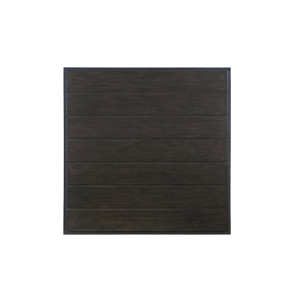 Square Coffee Table, 48 Inch, Plank Top, Dark Grey Iron Base