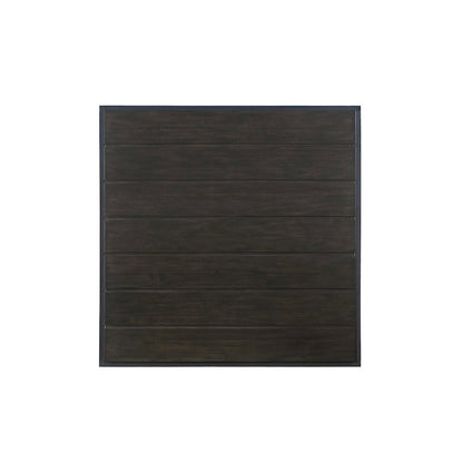 Square Coffee Table, 48 Inch, Plank Top, Dark Grey Iron Base
