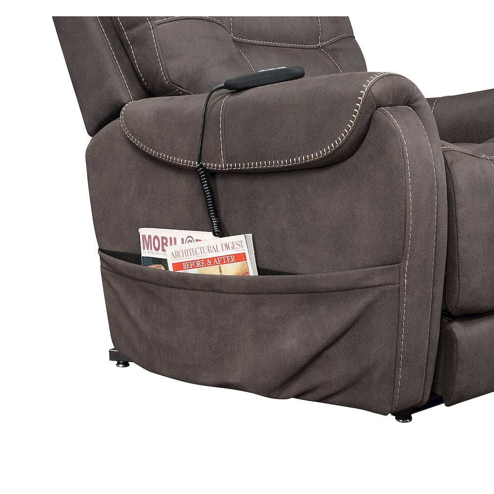 Power Lift Recliner Chair, Adjustable Headrest, 3 Zone Heat, Brown