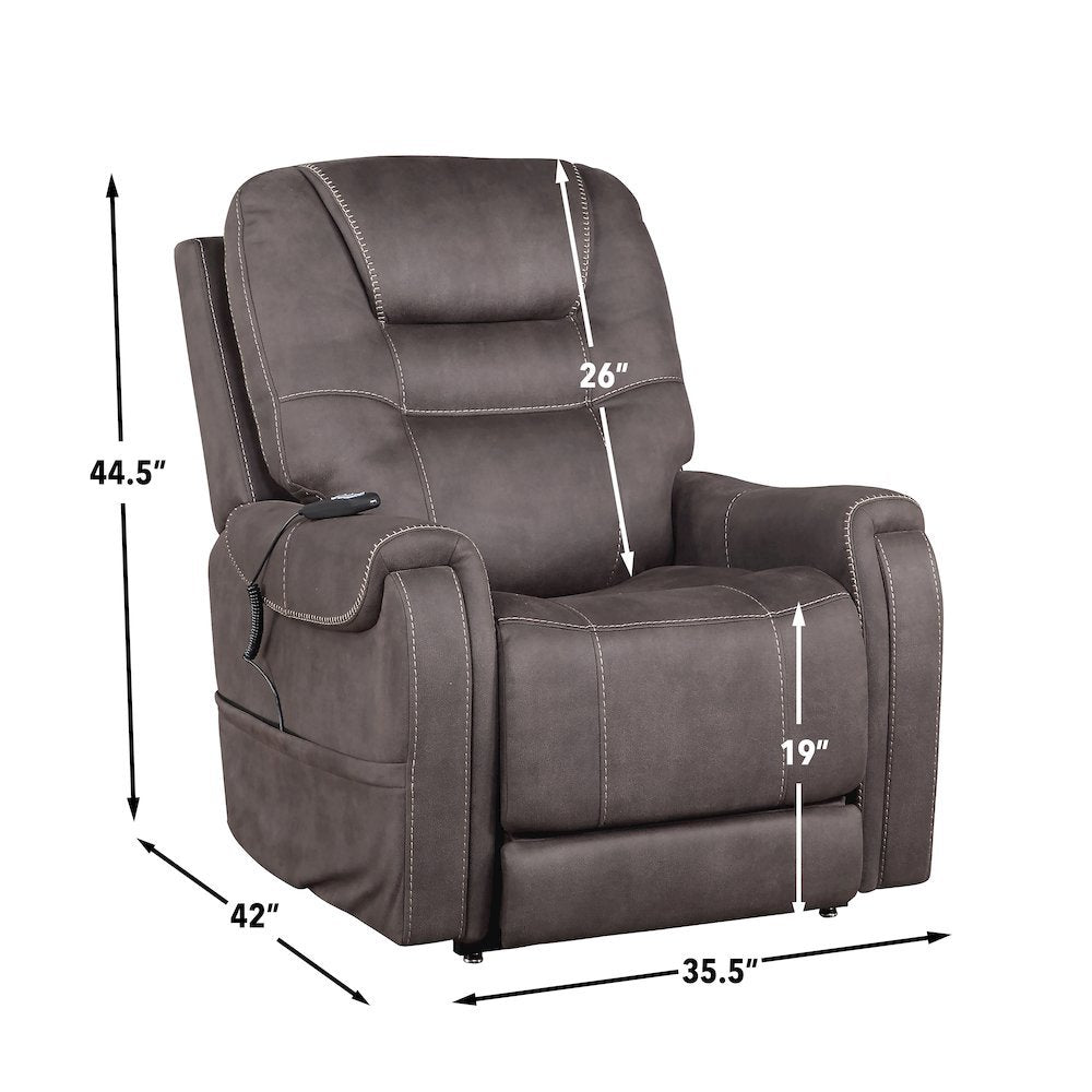 Power Lift Recliner Chair, Adjustable Headrest, 3 Zone Heat, Brown