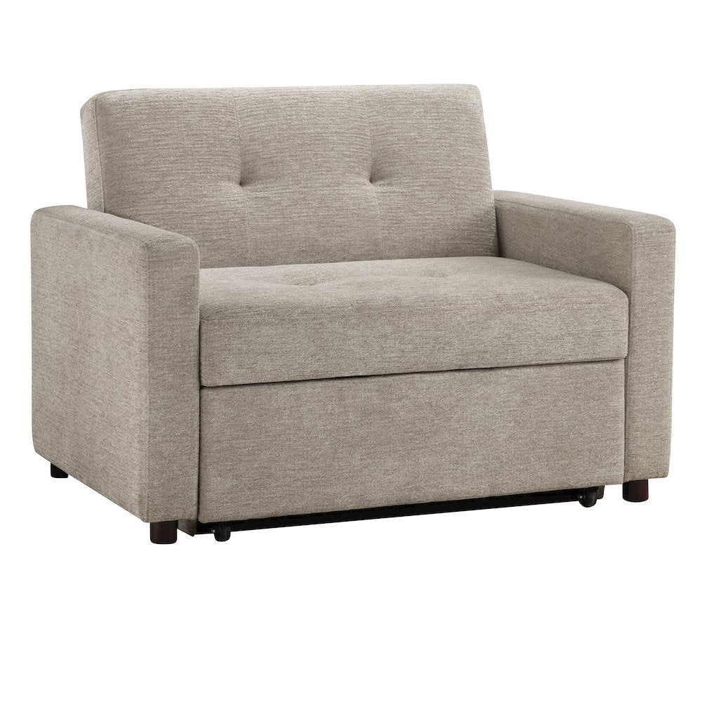 Twin Sleeper Chair, Pop-Up Chaise, High Resiliency Foam, Beige Fabric