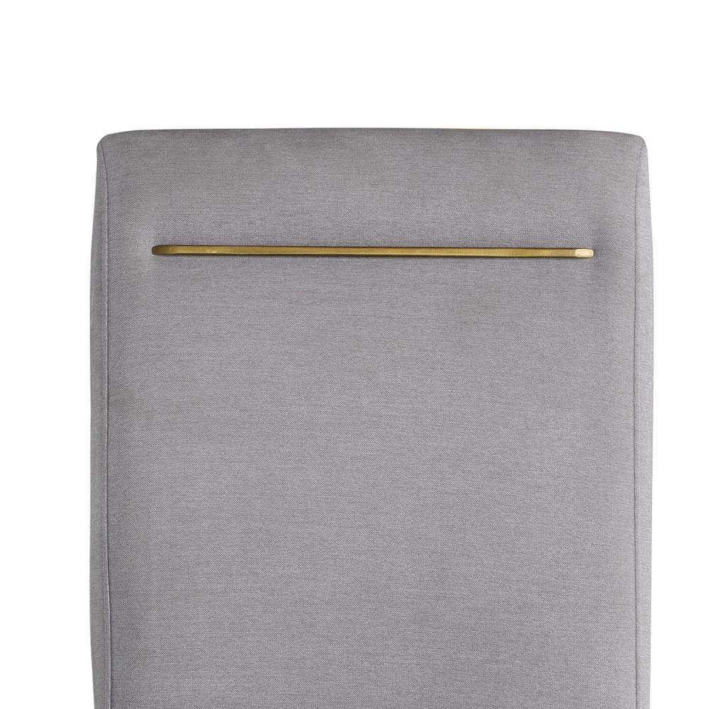 Upholstered Counter Chairs, Grey Performance Fabric, Gold Accent, Set of 2