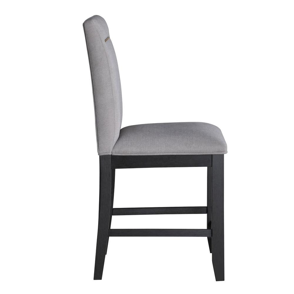 Upholstered Counter Chairs, Grey Performance Fabric, Gold Accent, Set of 2