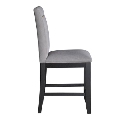 Upholstered Counter Chairs, Grey Performance Fabric, Gold Accent, Set of 2