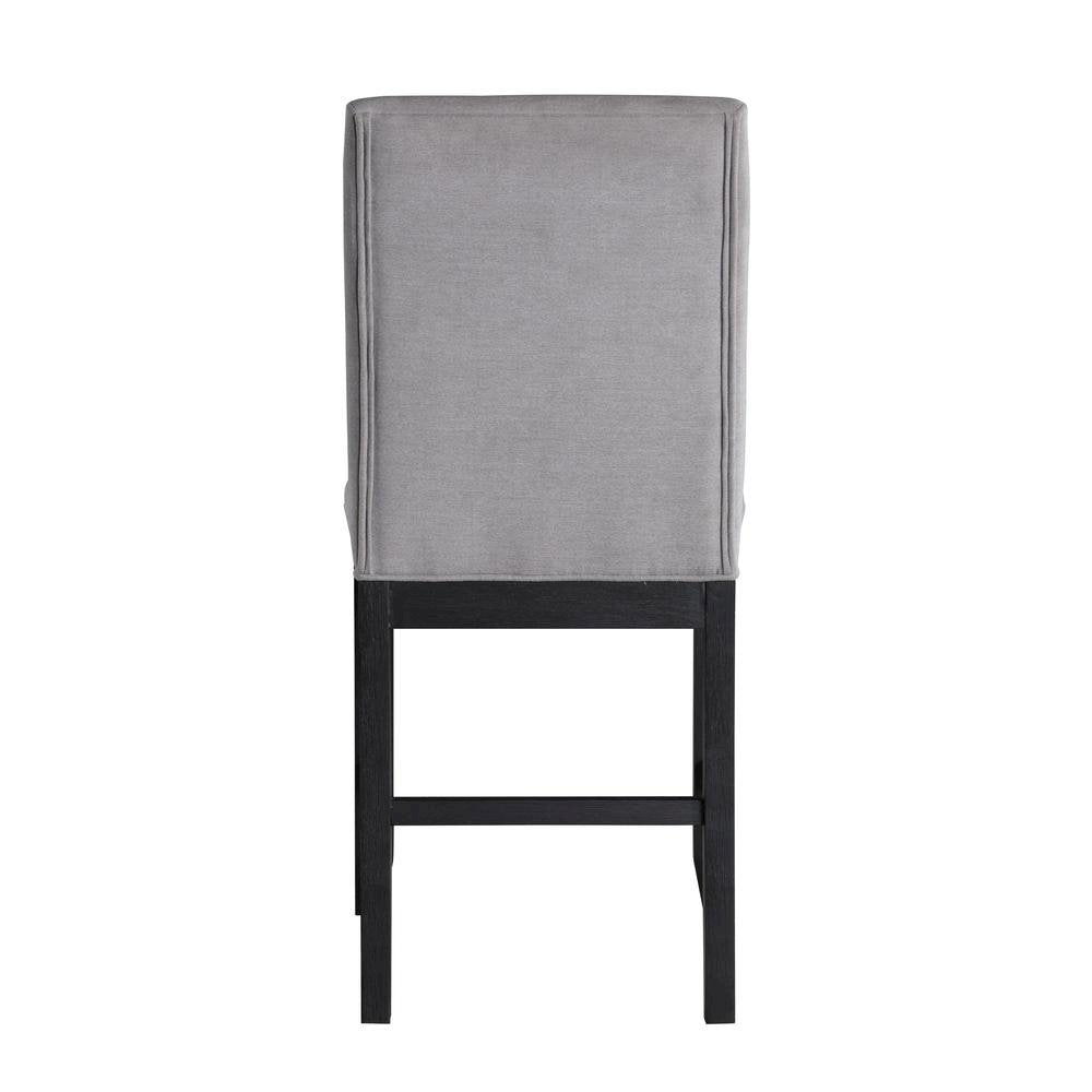 Upholstered Counter Chairs, Grey Performance Fabric, Gold Accent, Set of 2