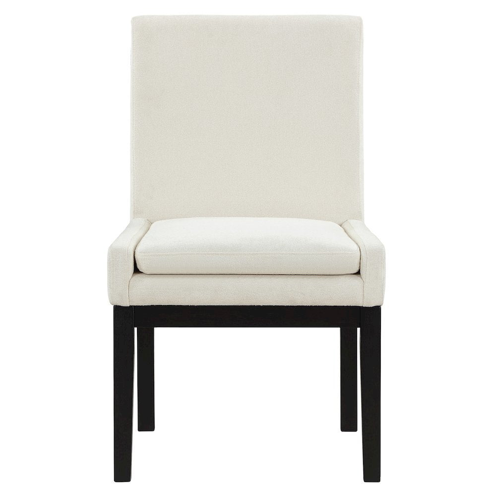 Black Upholstered Side Chair Set of 2, Wire-Brushed Finish, Black