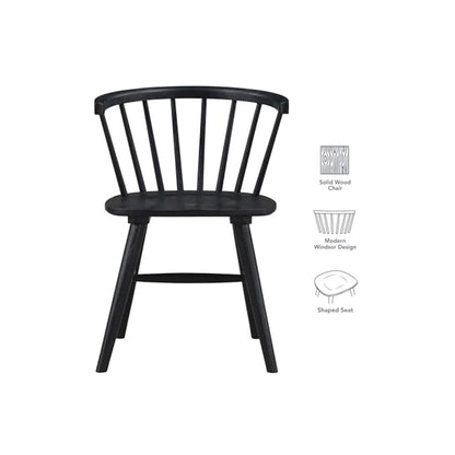Willow Solid Wood Dining Chair, Black