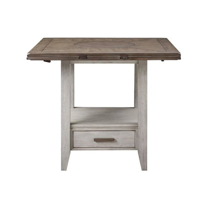 Drop Leaf Counter Height Dining Set, Lazy Susan, Storage Drawer, 5 Pieces