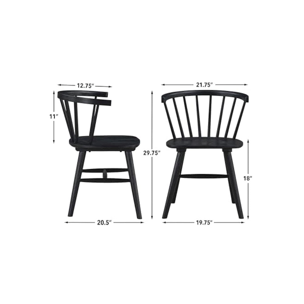 Willow Solid Wood Dining Chair, Black