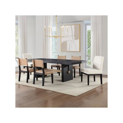 Aubrey Side Chair, Black Finish with Camel Vegan Leather