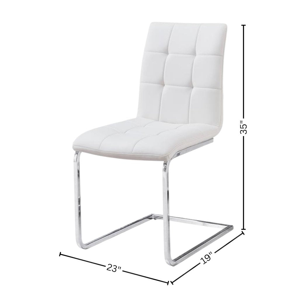 White 5 Piece Glass Top Dining Table Set with 4 Upholstered Chairs for Dining