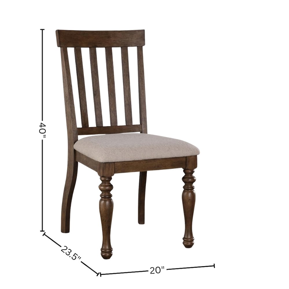 Brown Dining Chair Set of 2 - Farmhouse Dining Chairs with Gray Upholstery