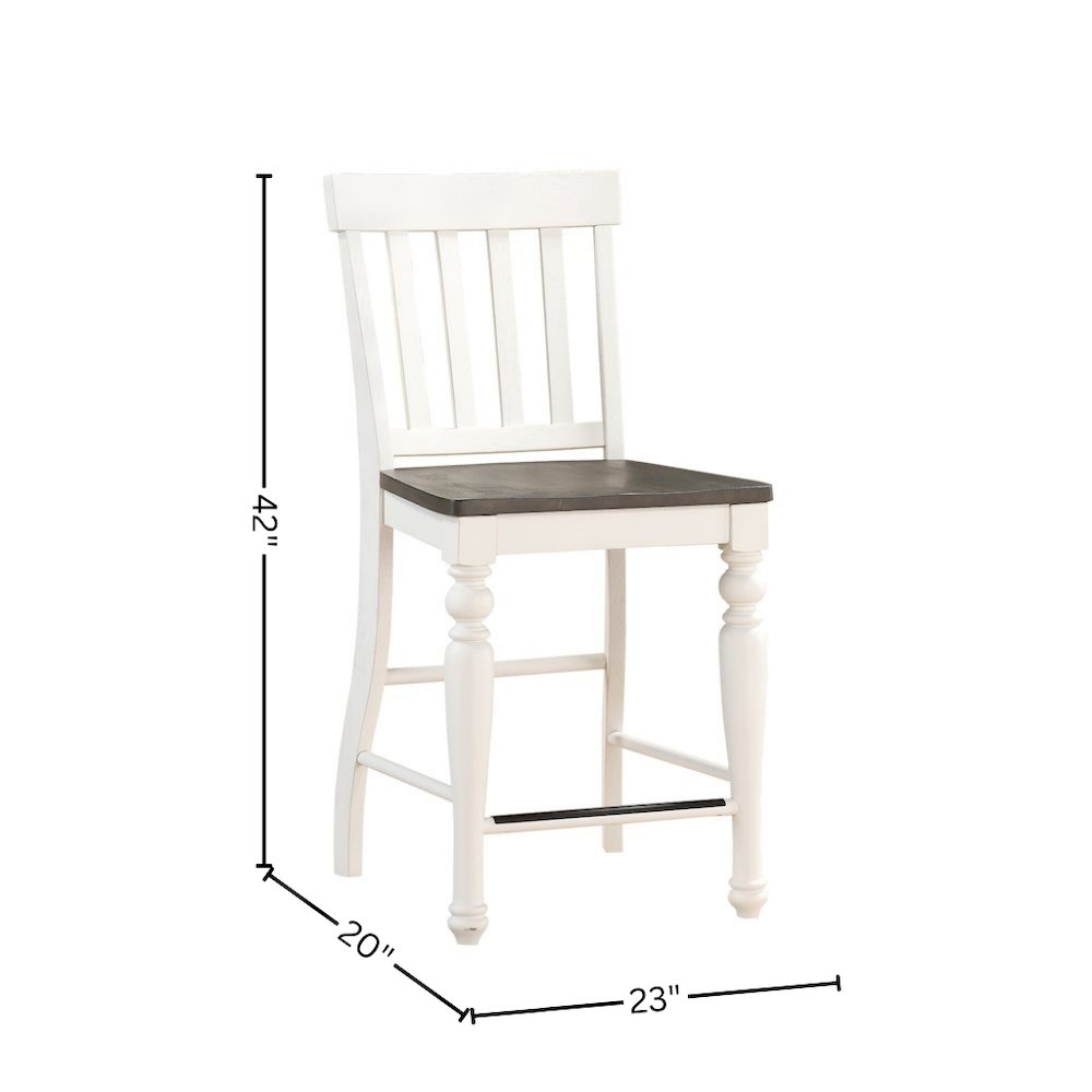 Ivory and Dark Oak Counter Height Dining Table with Chairs – Farmhouse Set for 8