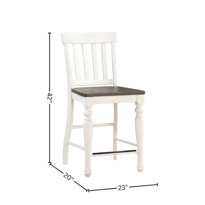 Ivory and Dark Oak Counter Height Dining Table with Chairs – Farmhouse Set for 8