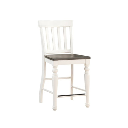 Ivory and Dark Oak Counter Height Dining Table with Chairs – Farmhouse Set for 8