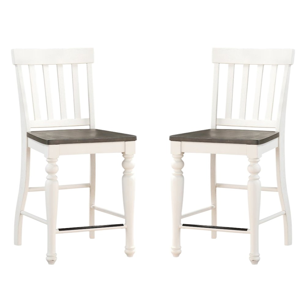 Ivory and Dark Oak Counter Height Dining Table with Chairs – Farmhouse Set for 8