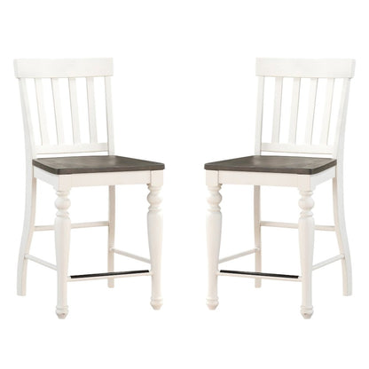 Ivory and Dark Oak Counter Height Dining Table with Chairs – Farmhouse Set for 8