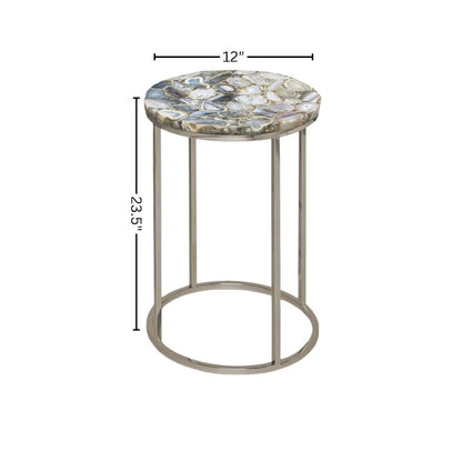 Nesting Side Tables – Living Room Tables with Agate Stone Tops and Wood Detail