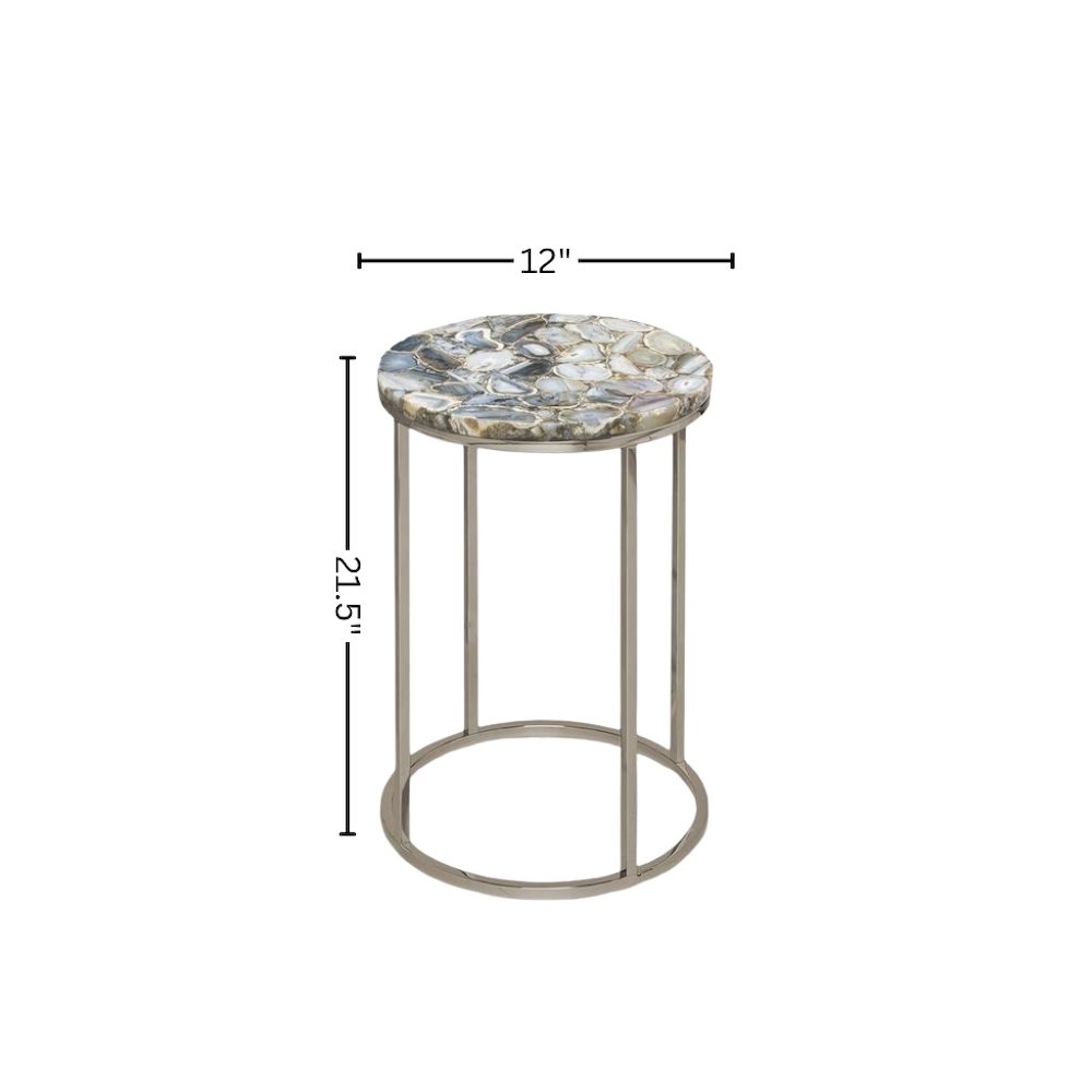 Nesting Side Tables – Living Room Tables with Agate Stone Tops and Wood Detail