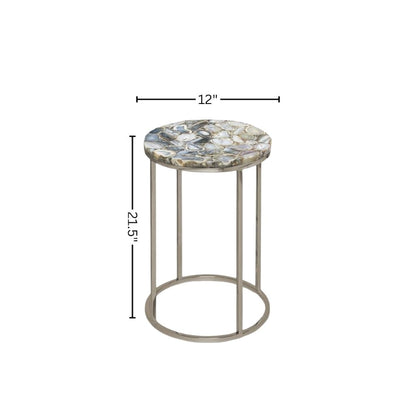Nesting Side Tables – Living Room Tables with Agate Stone Tops and Wood Detail