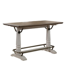 Ivory and Honey Oak 59.5" Counter Height Table for 6 with Double Pedestal Base