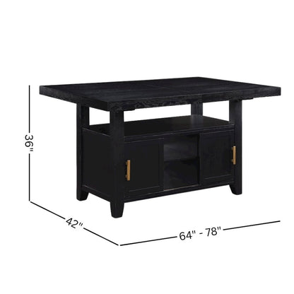 Rubbed Charcoal Finished Counter Height Dining Table for 6 with Chairs and Bench