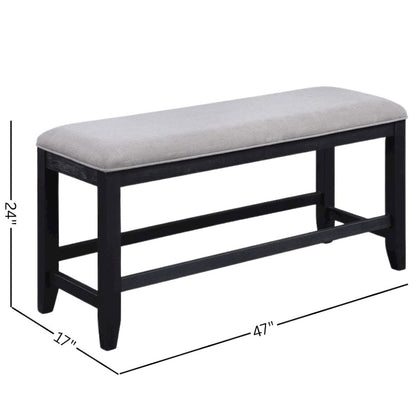 Rubbed Charcoal Finished Counter Height Dining Table for 6 with Chairs and Bench