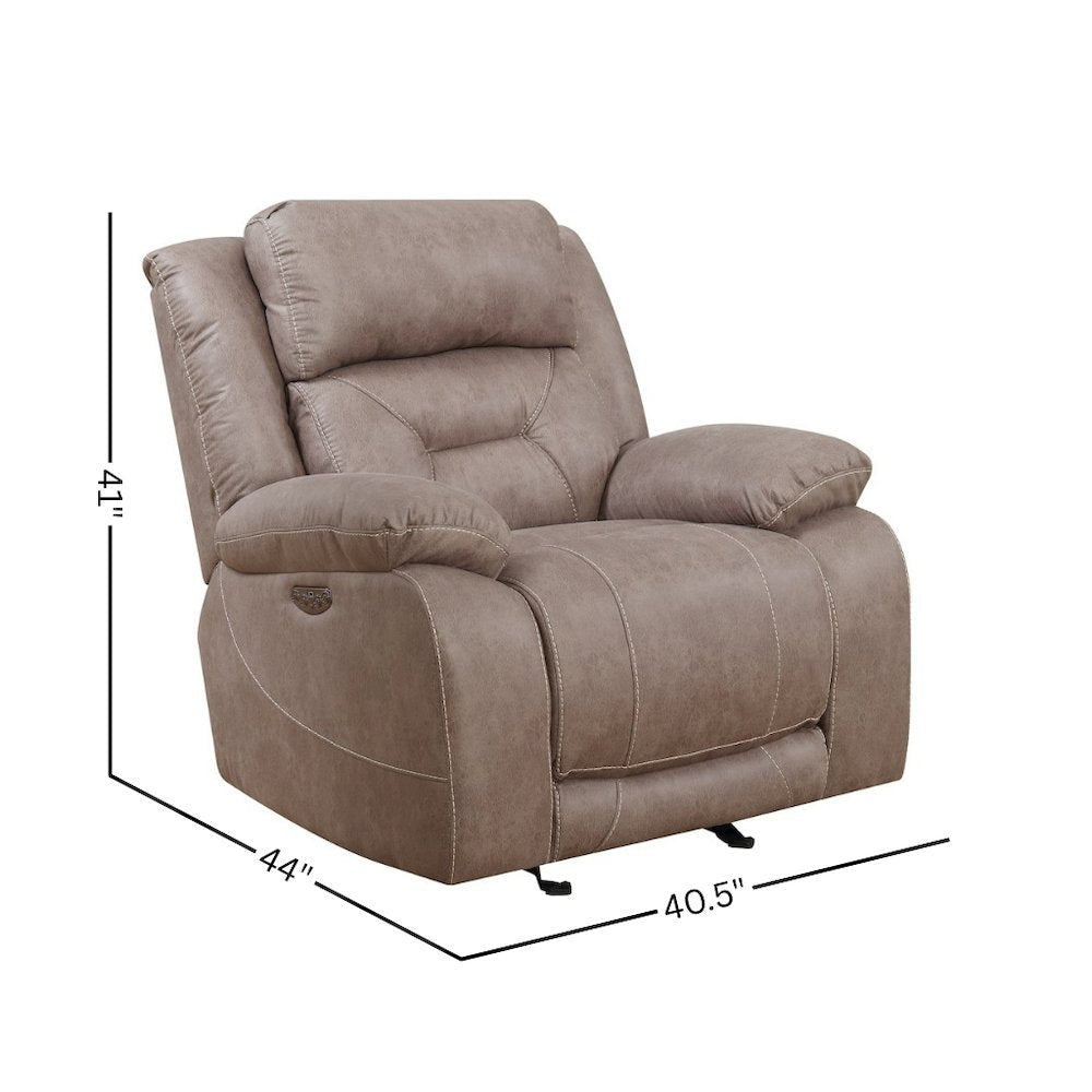 Power Glider Recliner – Plush Upholstery, Lay Flat Comfort, USB Charging