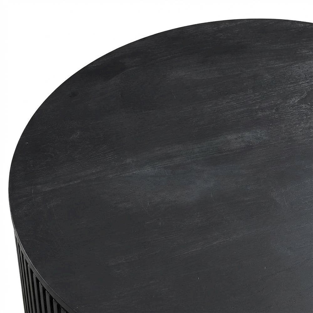 Round Coffee Table with Casters in Black Finish, Modern Stylish Design