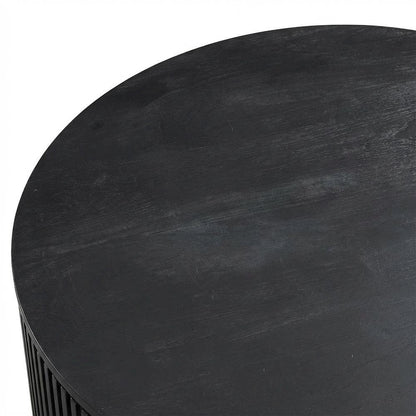 Round Coffee Table with Casters in Black Finish, Modern Stylish Design
