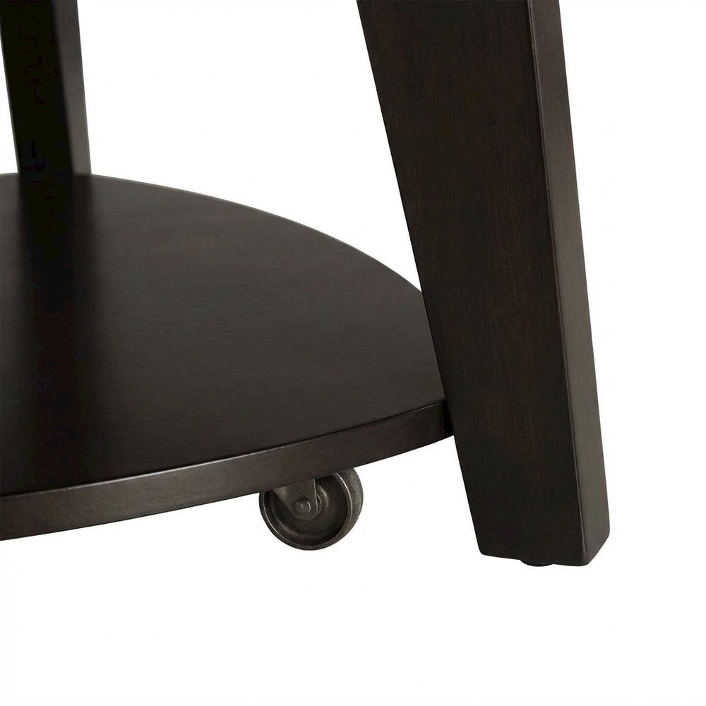 White Marble Top Cocktail Table with Ebony Base, Elegant Modern Style