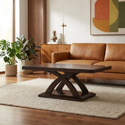 Espresso Cherry Cocktail Table with Sturdy Frame and Modern Design