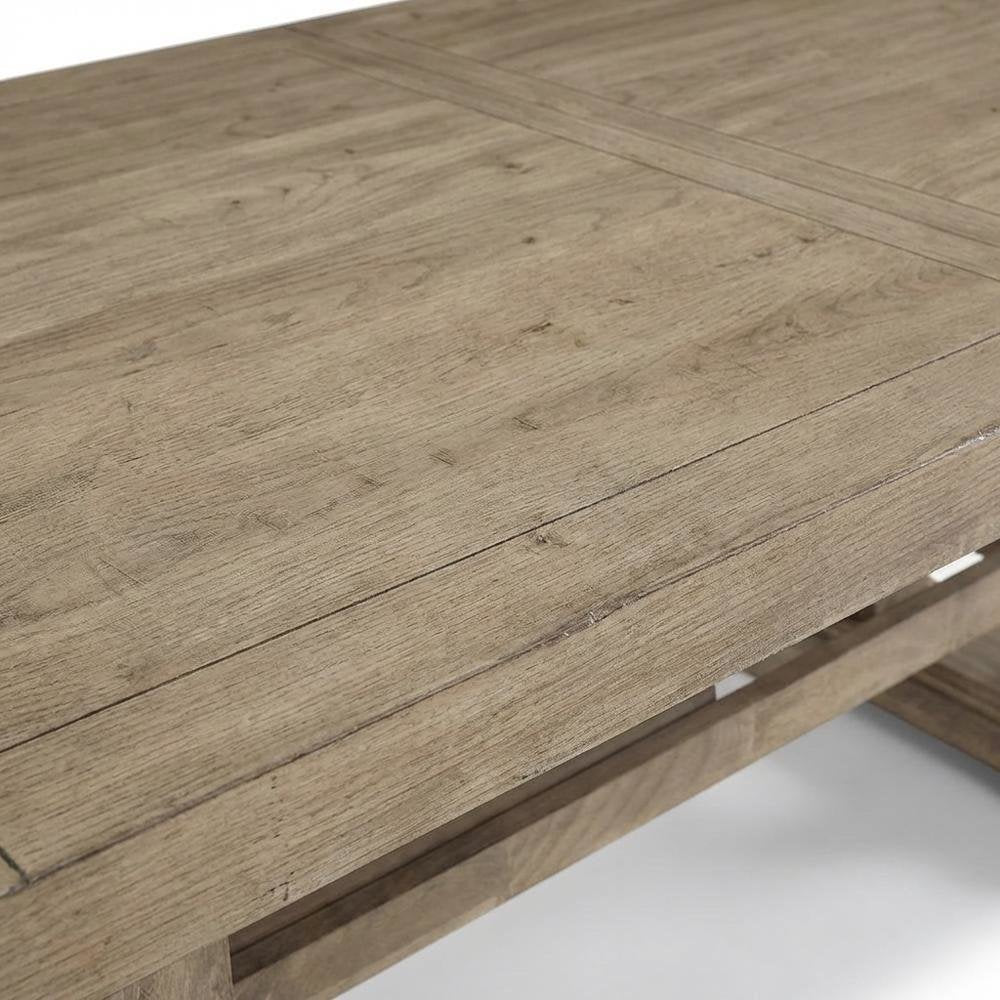 Sand Rectangular Dining Table, Double Pedestal, Extension Leaves, Seats 10