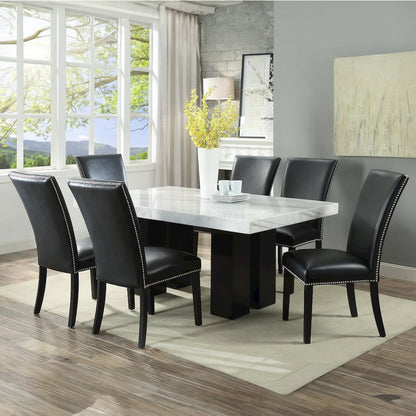 Camila 7PC Rectangle Dining Set Black Chair