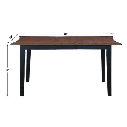 Joplin 50-62" Dining Table w/12" Leaf, Walnut and Ebony finish