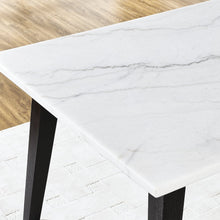 Vida 7-Piece White Marble Dining Set, Black Finish