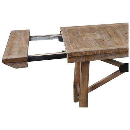 Counter Height Dining Set, Rustic Pine, Two Extension Leaves, 7 Pieces
