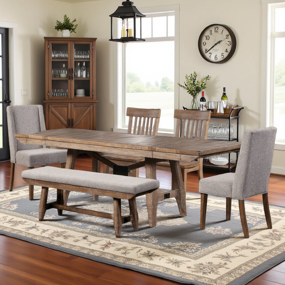Rectangular Dining Table Set for 6 with 4 Chairs and Bench for Dining Use