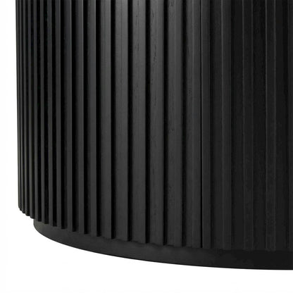 Round Coffee Table with Casters in Black Finish, Modern Stylish Design