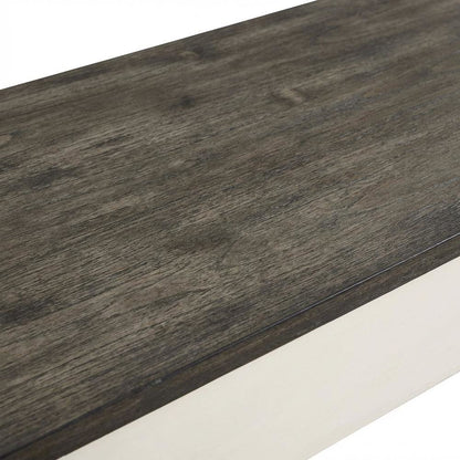 Two Tone Storage Bench with Ivory and Dark Oak Finish, Durable Main Seat