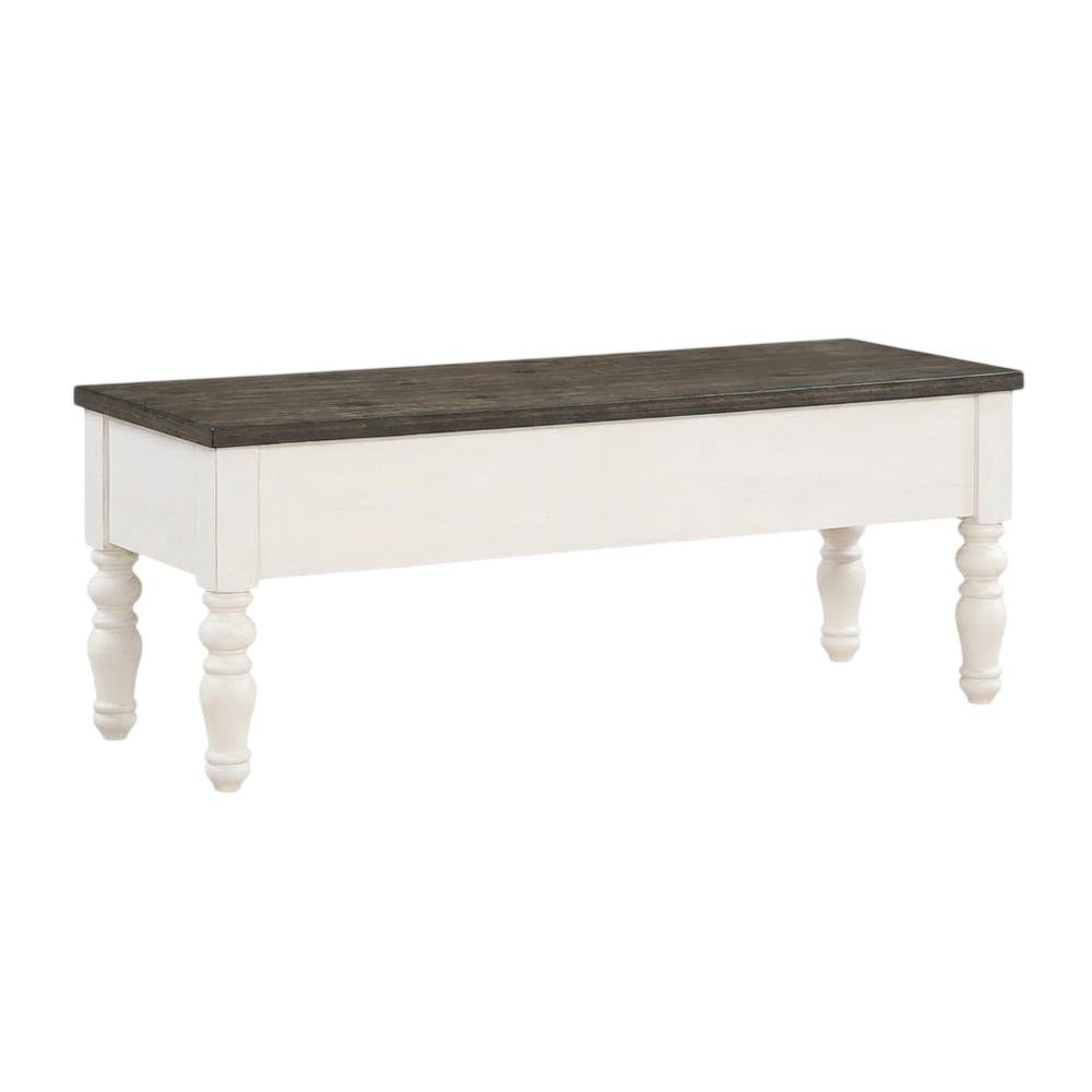 Two Tone Storage Bench with Ivory and Dark Oak Finish, Durable Main Seat