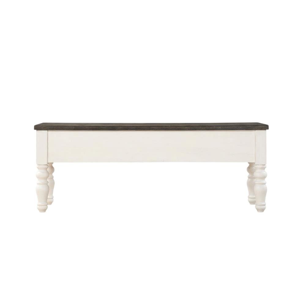 Two Tone Storage Bench with Ivory and Dark Oak Finish, Durable Main Seat