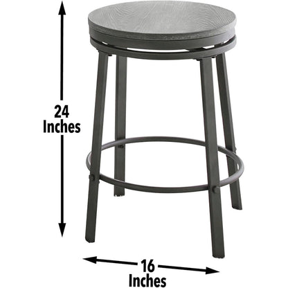 Swivel Backless Stools, Asian Ash Veneers, Compact Design, Set of 2