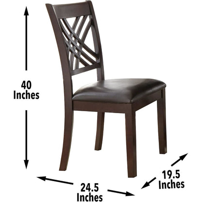 Dining Side Chairs, Designer X Back, Faux Leather Seat, Set of 2