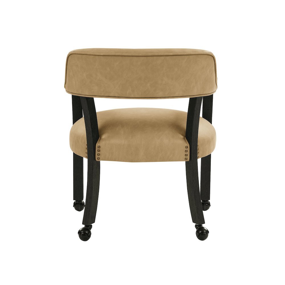 Sand Colored Captains Armchair with Rolling Casters